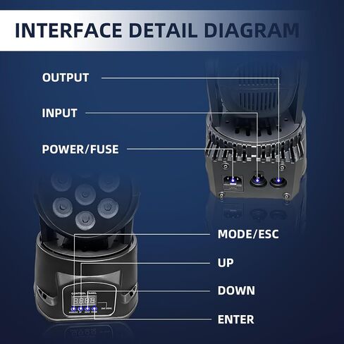 ضوء رأس متحرك 7 × 10 وات، إضاءة مسرح RGBW مع جهاز تحكم عن بعد، DMX 512 ستروب، ضوء شعاع LED 9/14 قناة، من أجل DJ Disco Wedding Bar Christmas Halloween Party Church (عبوتان) in Saudi Arabia