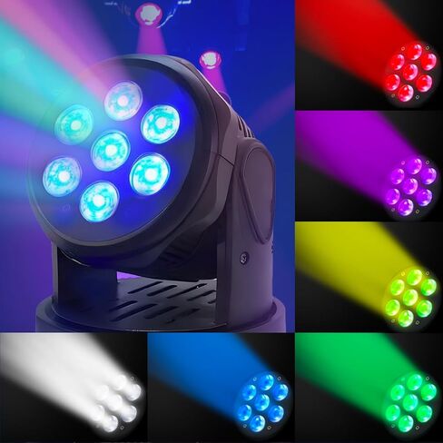 ضوء رأس متحرك 7 × 10 وات، إضاءة مسرح RGBW مع جهاز تحكم عن بعد، DMX 512 ستروب، ضوء شعاع LED 9/14 قناة، من أجل DJ Disco Wedding Bar Christmas Halloween Party Church (عبوتان) in Saudi Arabia