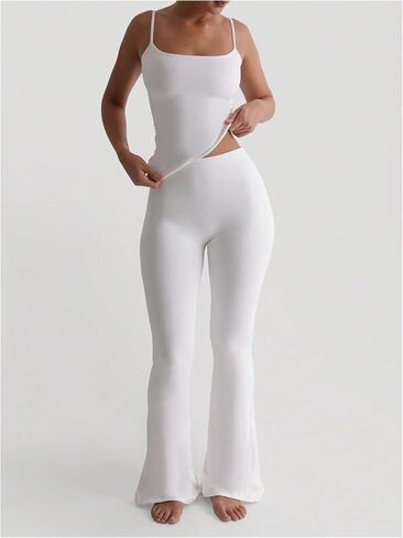 Women's Flared Leggings Elastic Waist Mid Rise Yoga Pants Casual Trousers in Saudi Arabia