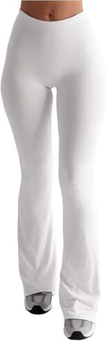 Women's Flared Leggings Elastic Waist Mid Rise Yoga Pants Casual Trousers in Saudi Arabia