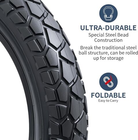 YUNSCM 2-PCS 20" Heavy Duty 20x4.0/98-406 Fat E-Bike Tires 20inch Fat Tires Compatible with Electric Bike 20 x 4.0 20X4 All-Terrain Directional Tread Bicycle Tires (Y-1327) in Saudi Arabia