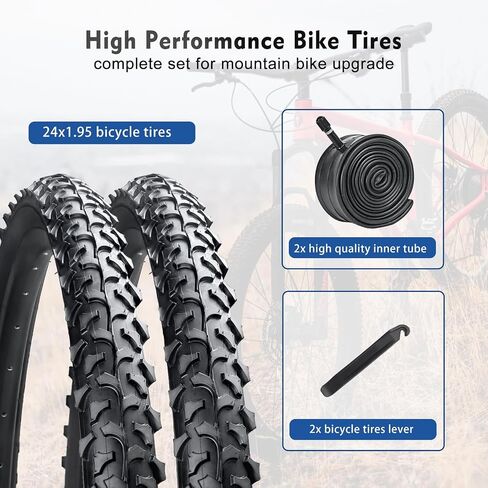إطارات دراجة مقاس 24/26 بوصة، إطار دراجة بديل قابل للطي من HUIOK مقاس 24x1.95/26x1.95، إطارات دراجة جبلية مريحة ومبطنة للطرق الصلبة in Kuwait