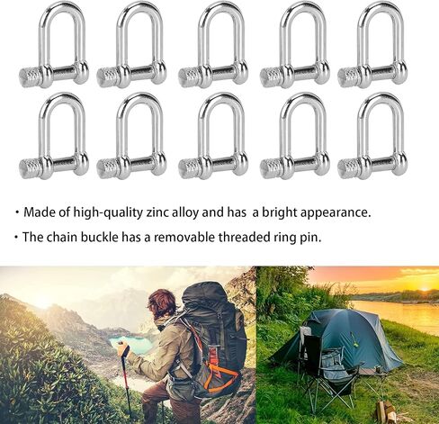10pcs Stainless Steel Mini D Shaped Bow Shackle Zinc Alloy D Ring Shackles Anchor Shackle for Paracord Jewelry, Marine Tackle in Saudi Arabia