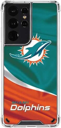 Skinit Clear Phone Case Compatible with Galaxy S21 Ultra 5G - Officially Licensed NFL Miami Dolphins Design in Saudi Arabia
