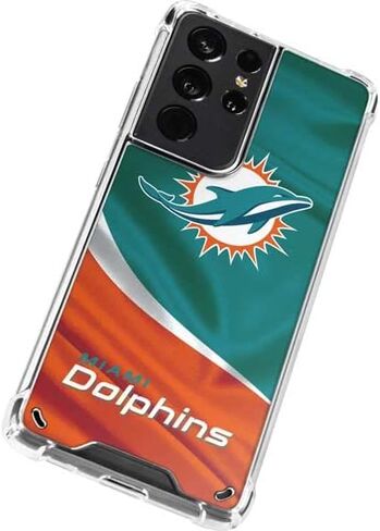 Skinit Clear Phone Case Compatible with Galaxy S21 Ultra 5G - Officially Licensed NFL Miami Dolphins Design in Saudi Arabia