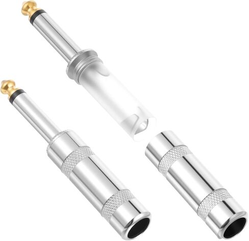 2 Pack 1/4 Inch TS Mono Plug, 6.35 mm 1/4" TS Plug Solder Type Audio Connector with Metal Housing Heavy-Duty Straight Male Jack Connector for Guitar, Speaker, Microphone Cable Repair, DIY Projects in Saudi Arabia