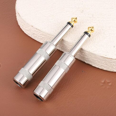 2 Pack 1/4 Inch TS Mono Plug, 6.35 mm 1/4" TS Plug Solder Type Audio Connector with Metal Housing Heavy-Duty Straight Male Jack Connector for Guitar, Speaker, Microphone Cable Repair, DIY Projects in Saudi Arabia