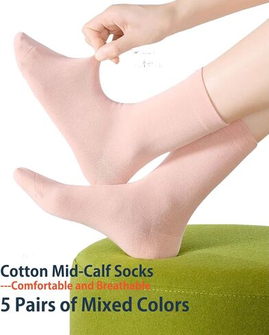 Women's Cotton Crew Socks 5-Pack | Soft Comfort Breathable | Everyday in Saudi Arabia