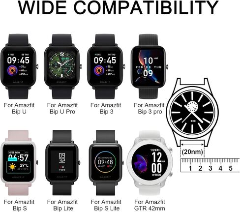 Oumida TPU Bands for Amazfit Bip 3 Pro/Bip 3/ Bip U Pro/Bip U/Bip S/Bip Lite/Bip S Lite/GTS 42mm, 20mm Quick Relase Soft Straps with Metal Buckle, Durable Wristbands for Women Men in Saudi Arabia