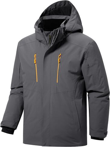 FREE SOLDIER Men's Waterproof Ski Snow Jacket Warm Winter Coat Snowboarding Raincoat Hooded Fully Taped Seams in Saudi Arabia