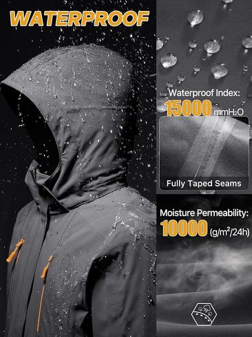 FREE SOLDIER Men's Waterproof Ski Snow Jacket Warm Winter Coat Snowboarding Raincoat Hooded Fully Taped Seams in Saudi Arabia