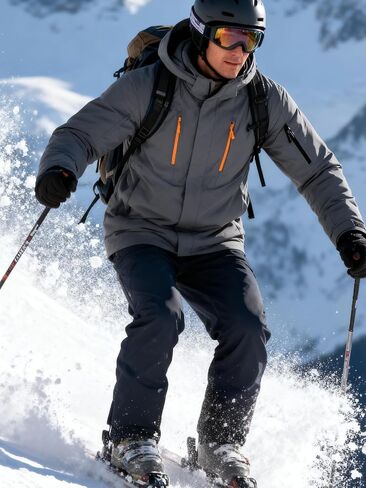 FREE SOLDIER Men's Waterproof Ski Snow Jacket Warm Winter Coat Snowboarding Raincoat Hooded Fully Taped Seams in Saudi Arabia