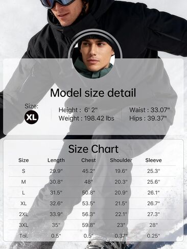FREE SOLDIER Men's Waterproof Ski Snow Jacket Warm Winter Coat Snowboarding Raincoat Hooded Fully Taped Seams in Saudi Arabia
