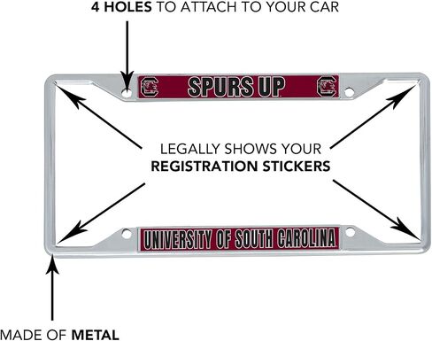 Desert Cactus University of South Carolina License Plate Frame Gamecocks USC Holder for Front or Back of Car Metal Car Tag Holder Officially Licensed (Slogan 1) in Saudi Arabia