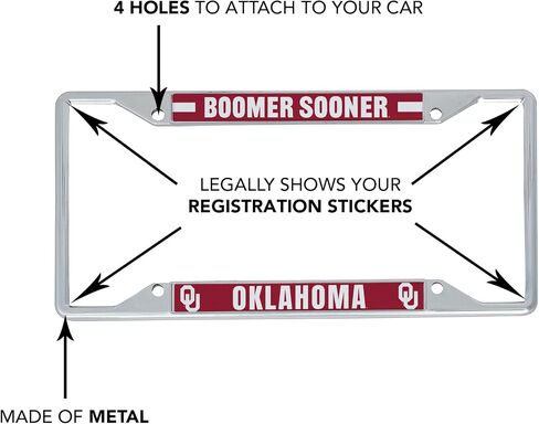 Desert Cactus The University of Oklahoma License Plate Frame Sooners Holder for Front or Back of Car Metal Car Tag Holder Officially Licensed (Slogan 2) in Saudi Arabia