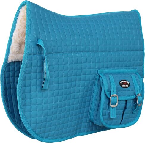 CHALLENGER Horse English Quilted Fleece All-Purpose Saddle Pad Turquoise w/Pockets 72124 in Saudi Arabia