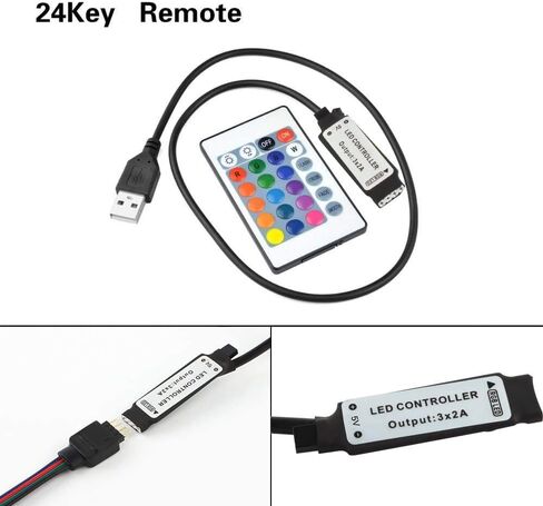 RF Wireless Remote LED Controller, 17 Keys Wireless Remote Control Dimmer Controller, Mini 4-Pin RF LED Controller for 5v 5050 3528 2835 RGB LED Strips Lights in Saudi Arabia
