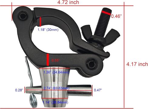 1.58-2 Inch Side Entry Half Coupler Clamp for 40-51mm Stage Light Clamps Pipe 660 lbs Capacity (Black) in Saudi Arabia