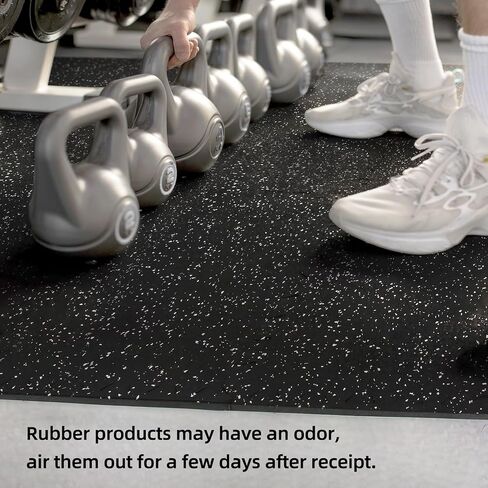 0.56in Thick 48 Sq Ft Exercise Equipment Mats, 12 Tiles Rubber Top EVA Foam Workout Mats, Interlocking Gym Flooring for Home Gym, 24 x 24in, Black & White in Kuwait