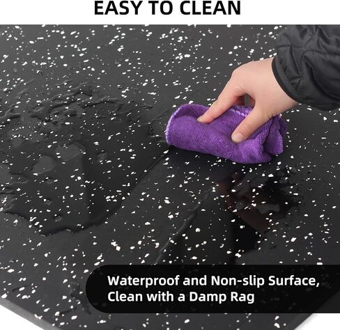 0.56in Thick 48 Sq Ft Exercise Equipment Mats, 12 Tiles Rubber Top EVA Foam Workout Mats, Interlocking Gym Flooring for Home Gym, 24 x 24in, Black & White in Kuwait