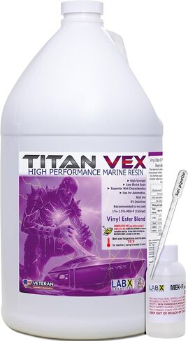 Titan VEX 1G Vinyl Ester/Polyester Resin +MEKP Hardener; Low Viscosity Coating for Laminating Fiberglass mat/Biaxle/Cloth; Boat/RV/Automotive/Canoe/Surfboard| 18hr Tack Time in Saudi Arabia