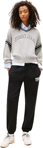 Tommy Jeans Womens Regular Logo Jogger Sweatpants with Drawstring Ties in Kuwait