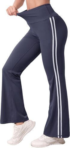 Flare Leggings with Side Stripes, High Waisted Tummy Control Bell Bottom Bootcut Flared Yoga Pants for Women, S-XL in Saudi Arabia