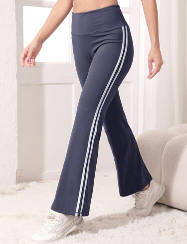 Flare Leggings with Side Stripes, High Waisted Tummy Control Bell Bottom Bootcut Flared Yoga Pants for Women, S-XL in Saudi Arabia