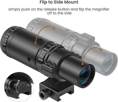 مكبر Feyachi Red Dot 1.5X - تكبير 5X مع ضبط التركيز والوجه إلى الجانب الأيسر/الأيمن، اللون أسود in Saudi Arabia