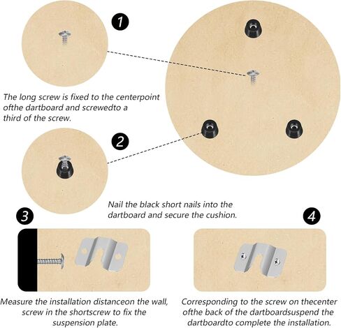 Portable Dartboard Mounting Bracket Kit, Includes Screws, Nails and Stabilisers, Dartgames Accessories for Wall, Board Holder Hanger Screw Hook Set for Hanging Dartboard in Saudi Arabia