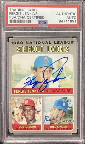 Fergie Jenkins Signed 1970 Topps #71 Card Cubs HOF Bill Singer Autograph PSA/DNA - Baseball Slabbed Autographed Cards in Saudi Arabia