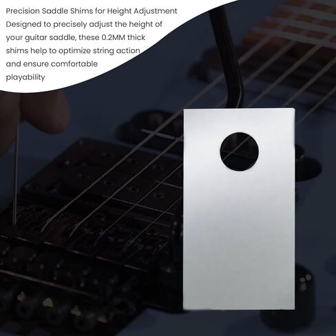 0.2MM Guitar Saddle Shims Bridge Shim Set (12 pcs) for Tremolo, Compatible with Floyd Rose, Electric Guitar Setup, Saddle Height Adjustment, Guitar Maintenance Tools in Kuwait
