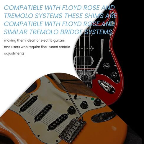 0.2MM Guitar Saddle Shims Bridge Shim Set (12 pcs) for Tremolo, Compatible with Floyd Rose, Electric Guitar Setup, Saddle Height Adjustment, Guitar Maintenance Tools in Kuwait