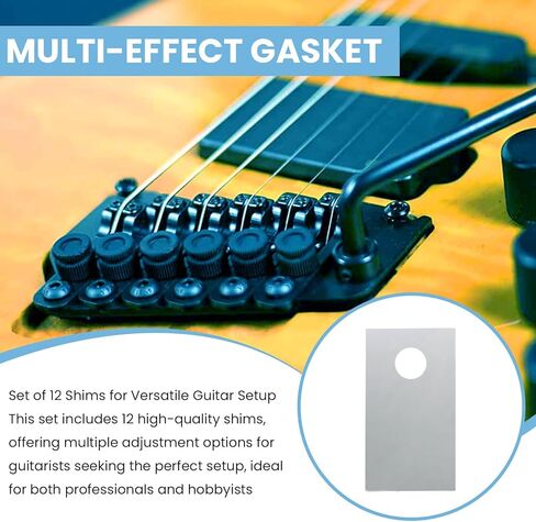 0.2MM Guitar Saddle Shims Bridge Shim Set (12 pcs) for Tremolo, Compatible with Floyd Rose, Electric Guitar Setup, Saddle Height Adjustment, Guitar Maintenance Tools in Kuwait