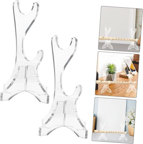1Pair Acrylic Flute Holder Transparent Display Rack for Flutes Space Saving Vertical Design Double Layer Organizer for Woodwind Instruments for Musicians Collections in Saudi Arabia