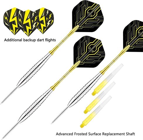 22g Professional Nickel-Iron Steel Tip Darts Set - 22 Gram Darts with Sharpener, 3 Darts, 6 Flight, 6 Barrel & 6 Shaft in Saudi Arabia