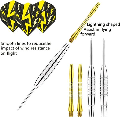 22g Professional Nickel-Iron Steel Tip Darts Set - 22 Gram Darts with Sharpener, 3 Darts, 6 Flight, 6 Barrel & 6 Shaft in Saudi Arabia