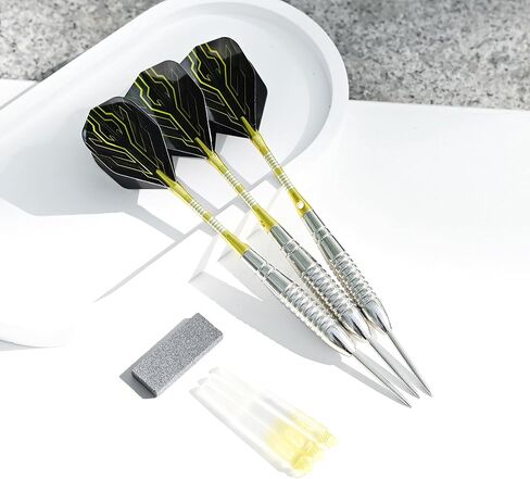 22g Professional Nickel-Iron Steel Tip Darts Set - 22 Gram Darts with Sharpener, 3 Darts, 6 Flight, 6 Barrel & 6 Shaft in Saudi Arabia