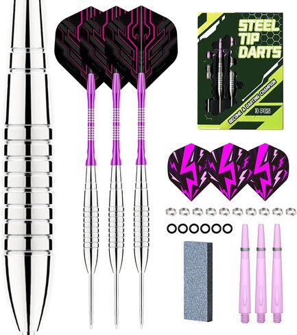 22g Professional Nickel-Iron Steel Tip Darts Set - 22 Gram Darts with Sharpener, 3 Darts, 6 Flight, 6 Barrel & 6 Shaft in Saudi Arabia