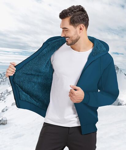 JACKETOWN Mens Fleece Hoodies Winter Zip Up Fleece Jacket Sherpa Fleece Lined Warm Thick Jacket Coat in Saudi Arabia