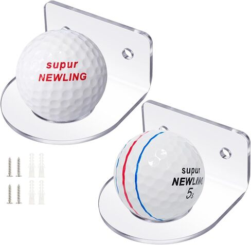 2 Pcs Golf Ball Display Holder Clear Acrylic Golf Ball Rack Wall Mount Sport Memorabilia Display Shelf for Enthusiasts Collections Gift in Saudi Arabia