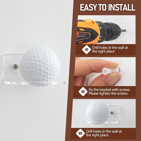 2 Pcs Golf Ball Display Holder Clear Acrylic Golf Ball Rack Wall Mount Sport Memorabilia Display Shelf for Enthusiasts Collections Gift in Saudi Arabia