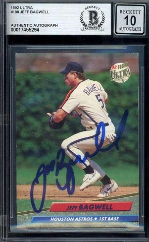 Jeff Bagwell Gem Mint 10 Beckett BAS موقعة 1992 Fleer Ultra Autograph - بطاقات البيسبول الموقعة in Saudi Arabia
