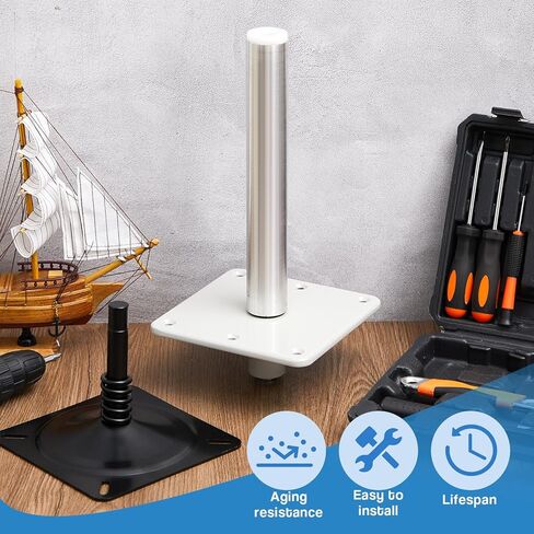 مجموعة أدوات وقواعد لمقعد القارب مكونة من 3 قطع من Timtin مع قفل في عمود دبوس مقعد القارب مقاس 3/4 بوصة ولوحة قاعدة قاعدة مقاس 7 بوصة × 7 بوصة وتركيب، بطول 11 بوصة، لمسة نهائية من الألومنيوم المصقول لملحقات الصيد البحري in Kuwait