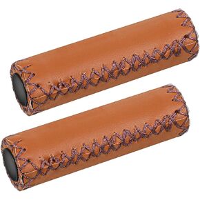 2pcs Mountain Bike Grips Handlebar, Hand-Stitched Handle Bar Grips for Bicycles, Brown PU Leather Bicycle Handlebar Grips, Fits Most 22.2mm (7/8") Bicycle Handlebars in Kuwait