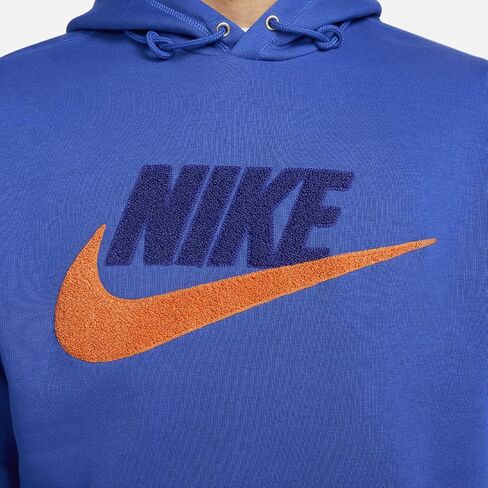 بلوفر بغطاء للرأس للرجال من Nike Club Fleece (FN3104-480، Game Royal/Game Royal/Safety Orange) مقاس كبير in Saudi Arabia