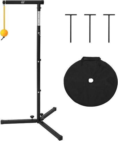 Baseball Softball Batting Tee with Auto Return Ball, Adjustable 21" to 45" Baseball Swing Trainer for All Ages, Portable Hitting Trainner with Metal Triangular Base | Ground Stakes & Sandbags in Saudi Arabia