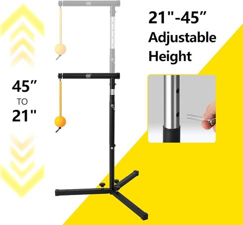 Baseball Softball Batting Tee with Auto Return Ball, Adjustable 21" to 45" Baseball Swing Trainer for All Ages, Portable Hitting Trainner with Metal Triangular Base | Ground Stakes & Sandbags in Saudi Arabia