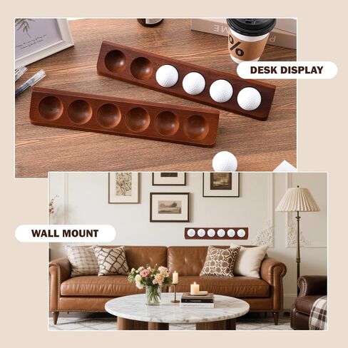 2-Pack Wooden Golf Ball Display Case & Holder - Wall Mount/Tabletop Versatile Hidden Installation for Collector's Balls & Premium Gift (Office/Home Decor) in Saudi Arabia