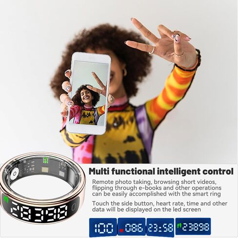 حلقة صحية ذكية للنساء والرجال، حلقة ذكية لتتبع اللياقة البدنية لنظام iOS Android، معدل ضربات القلب، أكسجين الدم، ضغط الدم، مراقبة النوم، مقاومة للماء 5ATM، بدون رسوم اشتراك (فضي، 9#) in Saudi Arabia
